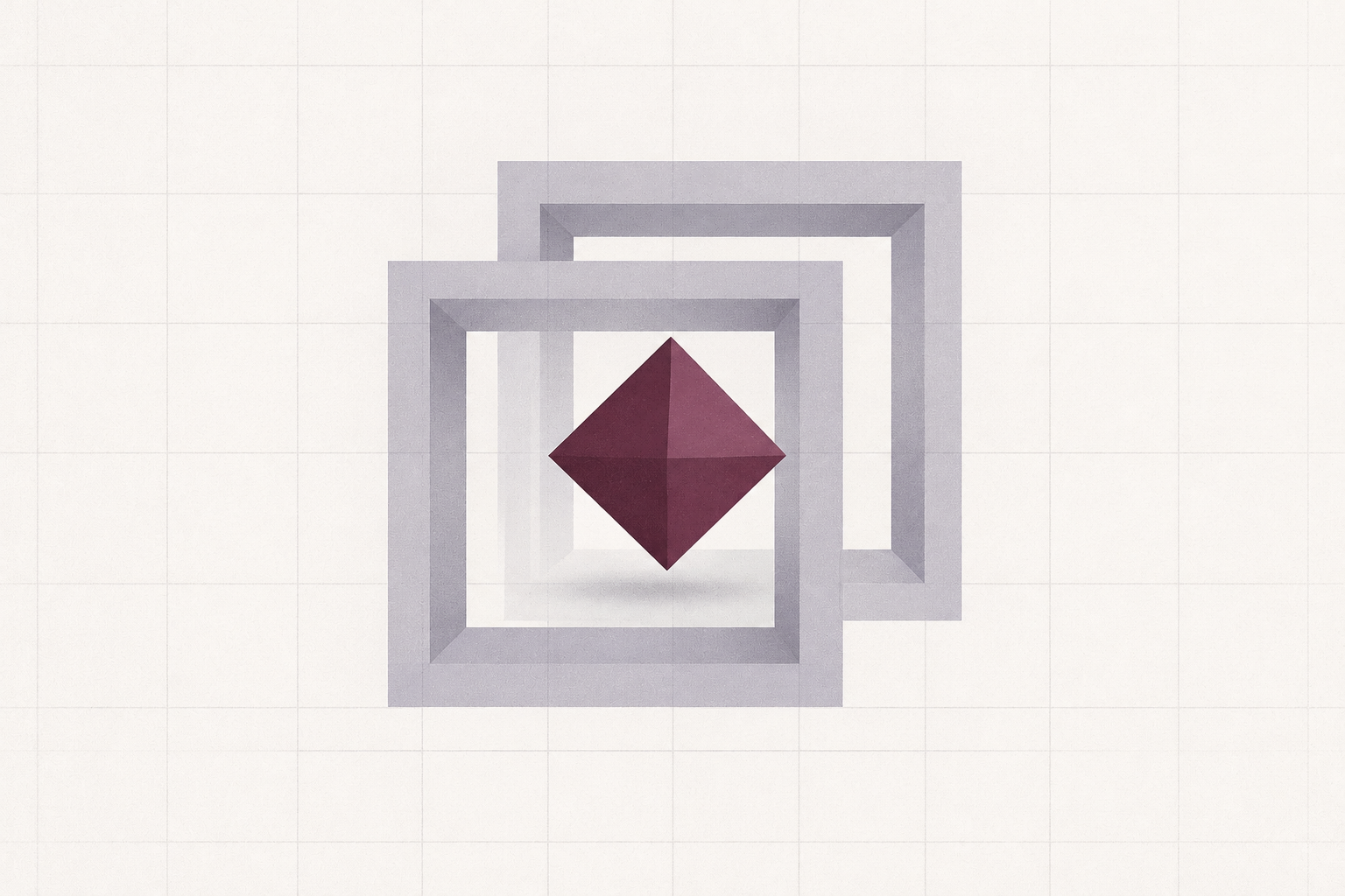 Plum diamond within square frames symbolising a defined scope